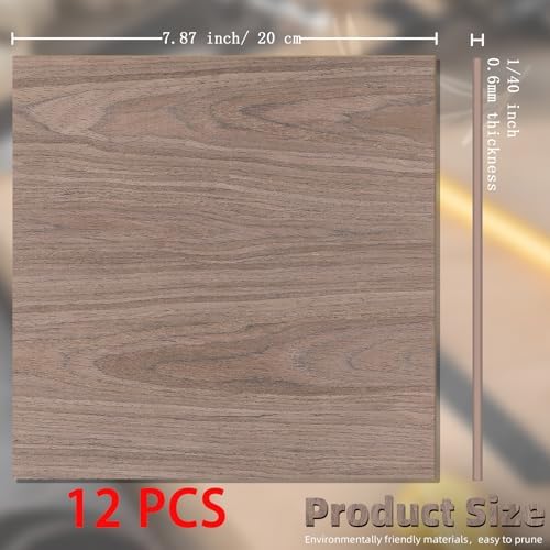 GSCIT Club 12 PCS Walnut Wood Veneer, 8 inch x 8 inch Wood Edge Banding Pre-glued Flexible, Veneer Tape Banding for Cabinet Repair Furniture Restoration