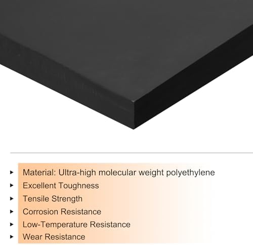 MECCANIXITY UHMW Sheet Ultra High Molecular Weight Polyethylene Sheet, 1/2" Thick Hard HDPE Plastic Sheet Board for DIY Craft 10" x 10" Black
