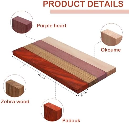 8 Pcs Exotic Hardwood Lumber 3/4" X 2" X 12"