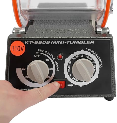 Mini Vibratory Tumbler Polishing Machine, 11lbs Capacity 60W Jewelry Rotary Finisher with 0-60 Minutes Timer, 5 Speeds for Jewelry, Coins, Metal Parts Deburring