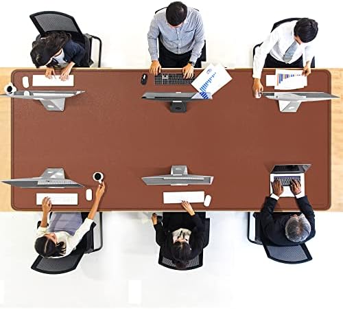 CENNBIE MAX200 78.7" x 39.4" Leather Desk Mat, Extra Large Desk Pad Blotter Protector, Extended Table Pad, Waterproof PU Leather Desk Mat on top of desks Large for Office and Home (Brown)