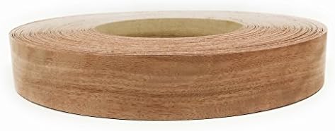 Edge Supply Mahogany 1-1/2 in x 25 ft Roll – Pre-Glued Iron-On Wood Veneer Tape – Wood Veneer Edge Banding Tape with Hot Melt Adhesive, Smooth Sanded Finish Ideal for Furniture & DIY, Made in USA