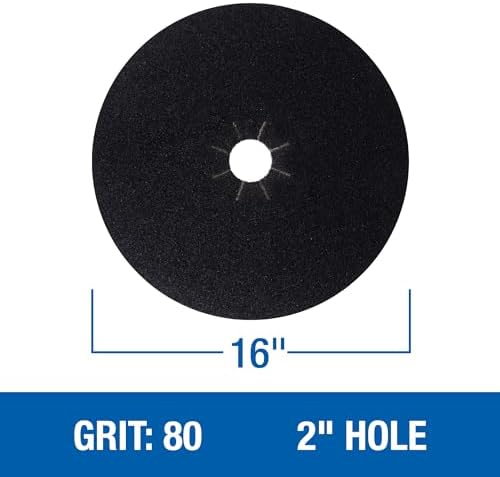 Mercer Industries 426080 Silicon Carbide Floor Sanding Disc, Cloth Back, 16" x 2" Hole, Grit 80X, 20-Pack