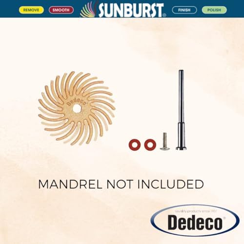 Dedeco Sunburst Radial Bristle Discs 48-Pack - 5/8" Curved Knife-Edge - Peach 2500 Grit (Extra-Fine, 6 Micron) - Aluminum Oxide for Polishing & Finishing