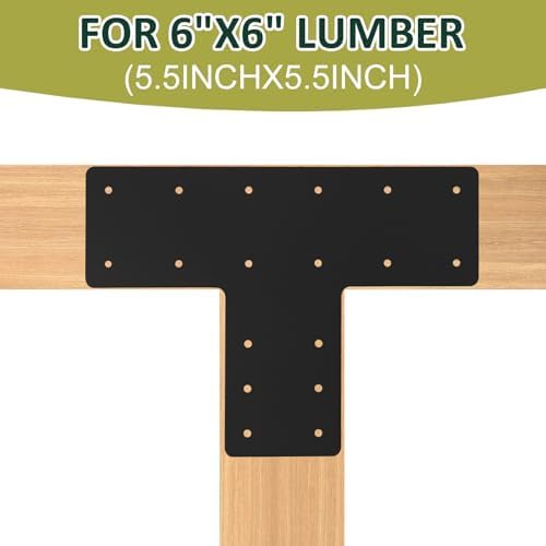 4 Pcs 16.8"x12" T Post Brackets Fit 6x6 6x8 Wood, 3MM Thick