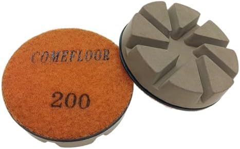 Hybrid Diamond Ceramic Polishing Pucks, Aggressive Concrete Terrazzo Floor Hook n Loop Grinding Pads, 3 Inch Long Using Life Transitional Discs,200# 3PCS