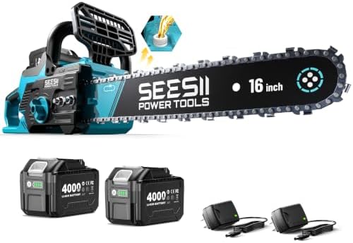 SEESII 40V 16-Inch Cordless Electric Chainsaw,2000W Brushless Chain Saw