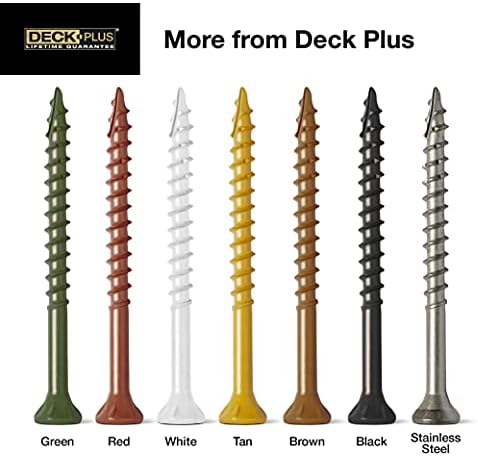 Deck Plus 1-5/8 Inch Epoxy Coated Exterior Wood and Fence Screws #8 x 1-5/8" Torx/Star Drive Included Coarse Thread, Outdoor Rust Resistant Decking Screw, White, 75 Pieces | 42667