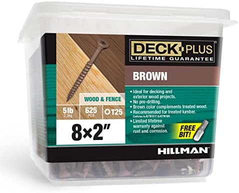 Deck Plus Deck Screws, #8 x 2in, 625 Pieces,5 Lb Box, Brown