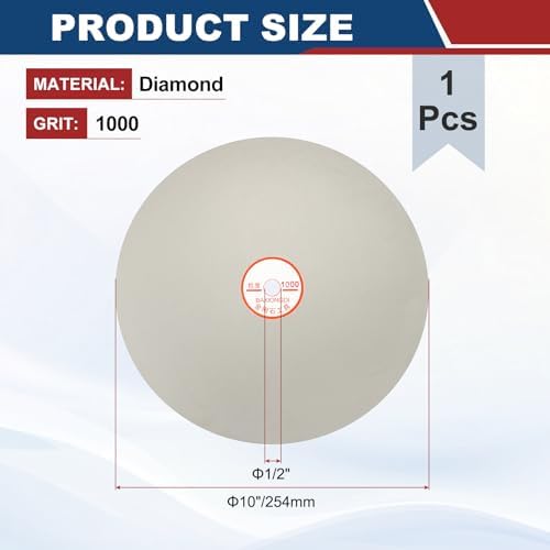 10 Inch x 1/2" Arbor Diamond Flat Lap Disc, 1000 Grit