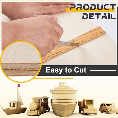 Juexica 6 Pcs 24" X 36"X 1/8" Basswood Plywood Sheets for Laser Cutting
