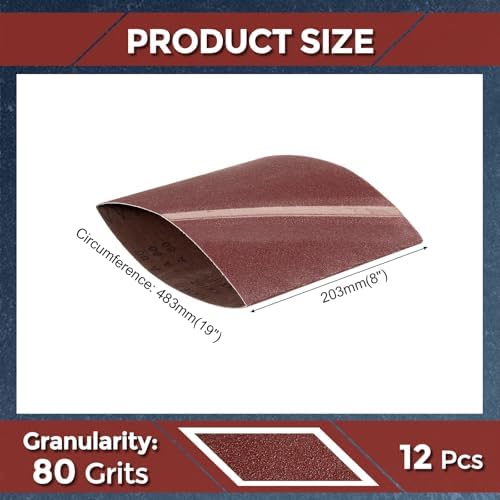 12 Pcs Sanding Belts 8 x 19 Inch 80 Grit Aluminum Oxide