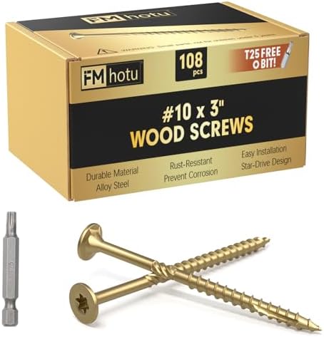 #10 x 3” Deck Screws, 108Pcs Star Drive Wood Screws