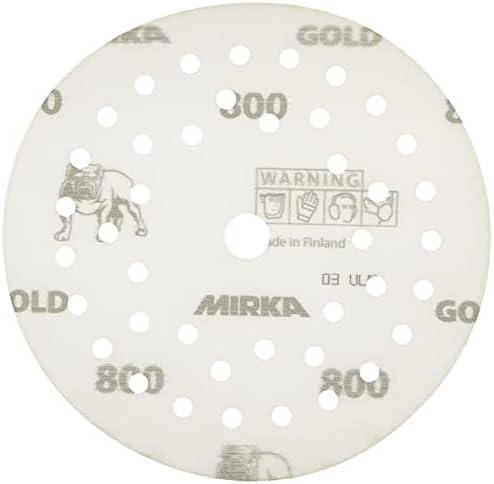Mirka Gold Film Multifit 5 Inch Sanding Discs, 800 Grit Hook & Loop 50 Pack