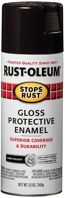 Rust-Oleum 262661 Stops Rust Spray Paint, 12 oz, Gloss Dark Walnut