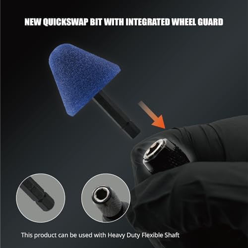 SPTA Blue Medium Cut Pad, 5Pcs Foam Cone Flexible Shaft Mini Polishing Pad Set Perfectly Tailored for Small Area, Polishing Door Handle Recesses, Radiator Grilles,Rims, and Interiors-PT106-5