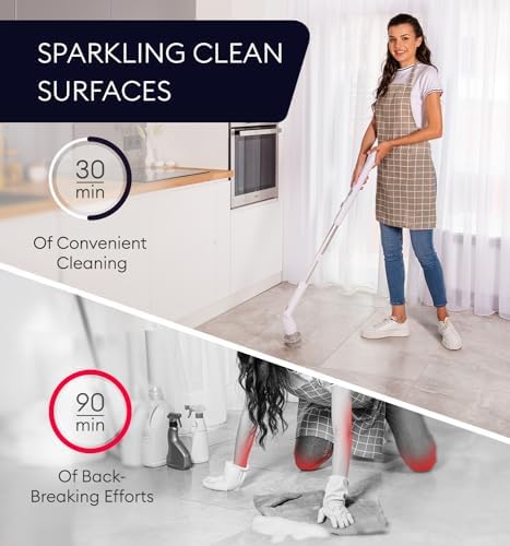 Electric Spin Scrubber, 360 Cordless Powerful Scrub Brush for Cleaning Bathroom, Tile, Floor, Tub & Shower with Adjustable Extension Handle and 3 Replaceable Rotating Brush Heads (Packaging May Vary)