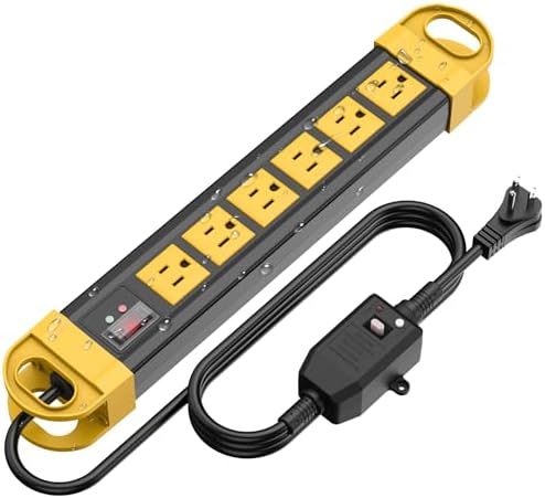 HHSOET GFCI Outdoor Power Strip Weatherproof IPX6 Waterproof, Yellow 25FT