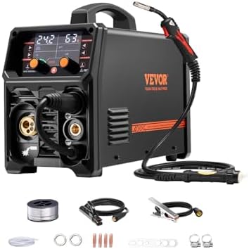 VEVOR Pro MIG Welder, 200A Pluse Mig Welding Machine, 5-in-1 Multi-Functional Welder Machine MIG Pluse/Gas MIG/Flux Core MIG/Stick/Lift TIG, 110V/220V Dual Voltage Aluminum Mig Welder with LCD Display