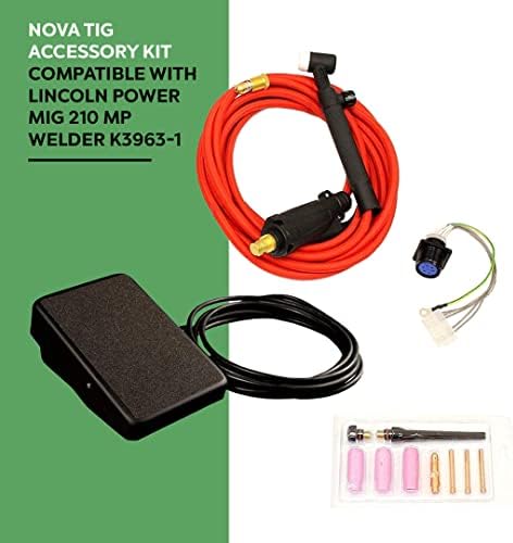 NOVA TIG Kit compatible with Lincoln Power MIG 210 MP Welder K3963-1 Accessory Kit with torch (12.5 ft)