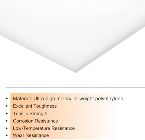 MECCANIXITY UHMW Sheet Ultra High Molecular Weight Polyethylene Sheet, 1/8" Thick Hard HDPE Plastic Sheet Board for DIY Craft 10" x 10" White
