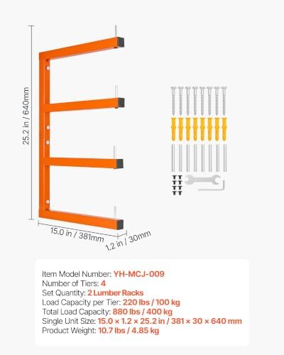 VEVOR Lumber Rack, 4-Tier 2-Pack 220 lbs per Tier, Welded Wood Pipe Storage