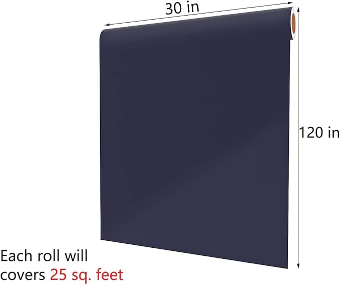 30"x120" Dark Blue Wallpaper Peel and Stick Wallpaper Blue Contact Paper for Cabinets Self Adhesive Wall Paper for Walls Removable Vinyl Wrap for Bedroom Decorative Solid Color Vinyl