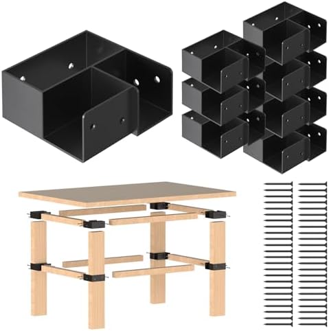 Heavy Duty Workbench Bracket Kit, 8 Pcs 3-Way Right Angle Corner Brackets for DIY Custom Workbenches, Work Tables, Garage Shelves, Many Other Wooden Projects, Fits 1.6"x3.6" Wood