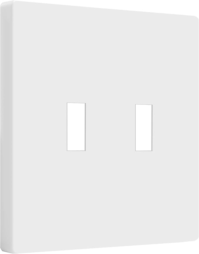 ENERLITES Screwless Double Toggle Switch Wall Plate, Child Safe Dual Light Switch Cover, Standard Size 2-Gang 4.68" x 4.73", Unbreakable Polycarbonate Thermoplastic, UL Listed, SI8812-W, Glossy, White