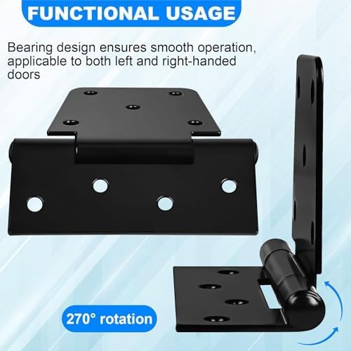 Heavy Duty Gate Hinges 3.5 inch 8 Pack Extra Thick Industrial T Barn Door Hinges Shed Door Hinges for Large Wooden Gates Wood Fence Outdoor - Black Iron Finish (Screws Included)