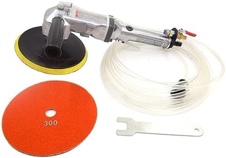 Wet Polisher Grinder, 7" Hand-Held Pneumatic Water Feed Sander for Stone Metal Tile Air Polisher Wet Stone Marble Granite(SET3)