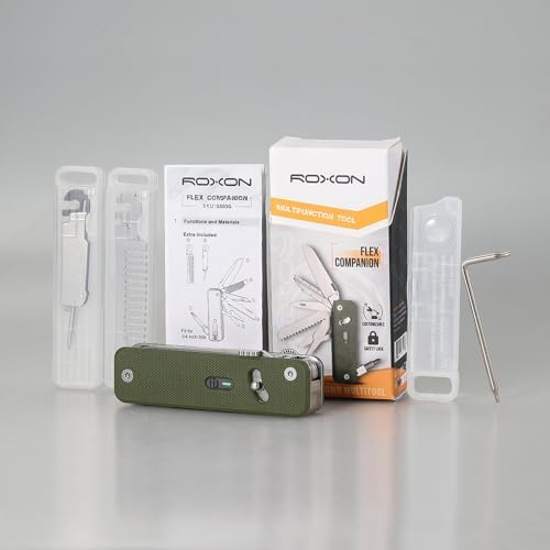 ROXON S503G Flex Companion 9 in 1 Modular EDC Tool D2 Pocket Knife (Green)