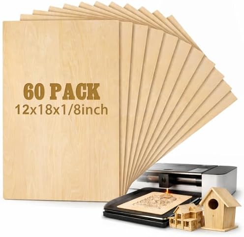 Juexica 60 Pcs 12" X 18"X 1/8" Basswood Plywood Sheets for Laser Cutting