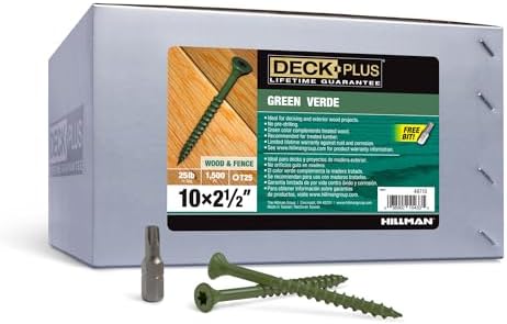 Deck Plus Deck Screws, #10 x 2-1/2in, 2000 Pack, Green
