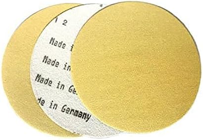 Starcke 5 inch Sanding Discs Hook and Loop Round Sand Paper Discs 25 Pack, 240 Grit Gold Aluminum Oxide No Hole Hook and Loop Sanding Disc, Orbital Sander Pads for Wood, Paint, Primer, Metal