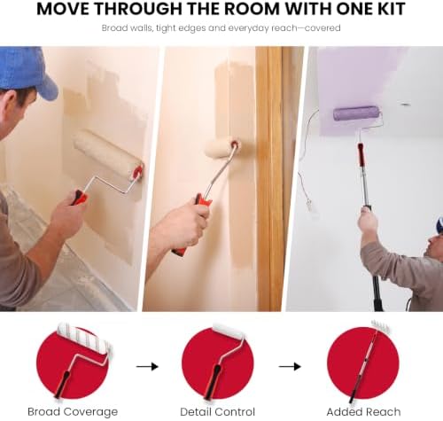 Mister Rui 22-Piece Paint Roller Kit with 3 Ft Extension Pole