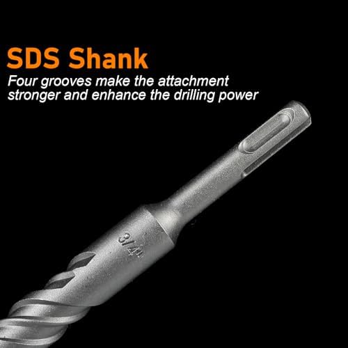 SDS Plus Bits (1-1/8"*12")-2PCS Rotary Hammer Drill Bits Set Cross Carbide Tips for Concrete, Brick, Cement Walls, Stone, Brick
