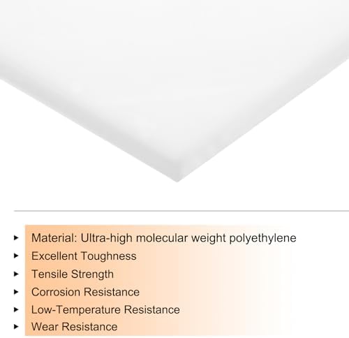 MECCANIXITY UHMW Sheet Ultra High Molecular Weight Polyethylene Sheet, 1/2" Thick Hard HDPE Plastic Sheet Board for DIY Craft 12" x 24" White