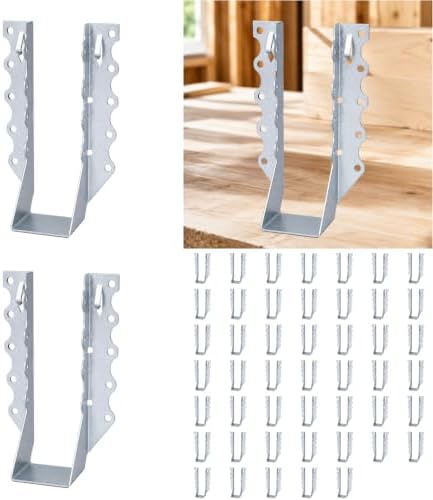 50 Pack 2x8 Joist Hangers, 20 Gauge Galvanized Wood Connectors
