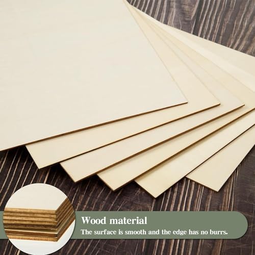 AWIZOM 12 Pack Basswood Sheets for Crafts-12 x 8 x 1/8 Inch- 3mm Thick Plywood Sheets with Smooth Surfaces-Unfinished Wood Boards for Laser Cutting, Wood Burning, Architectural Models, Staining