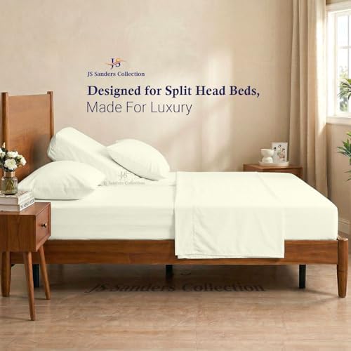 JS Sanders Collection Split Head Sheet Set 4PC King Size, Ivory