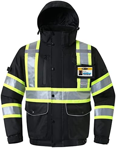 JKSafety Safety Jakcet for Men Women 3M Reflective Tape JK118 Black 4XL
