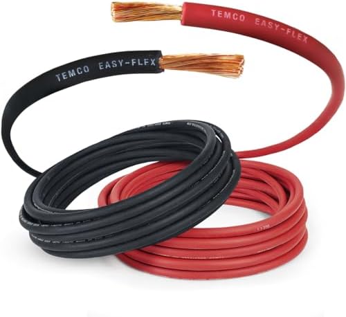TEMCo 4 Gauge AWG 50 Ft Black + 50 Ft Red Flexible Pure Copper Made in USA Welding Cable Battery Wire - Heavy Duty Solar, Inverter, Car, RV, Truck