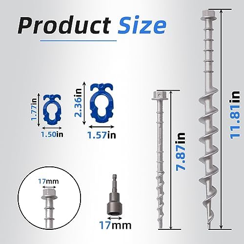 Homeon Wheels Aluminum Ground Anchor Kit, 12-Pack Heavy-Duty Screw Stakes