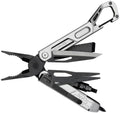 Gerber Gear Stakeout Drive - 10-in-1 Butterfly-Opening Multitool with Needlenose Pliers, Oversized Flip Bit Driver, Plain Edge Blade, Chisel, Bottle Opener, Pocket Clip & Carabiner Carry - Silver