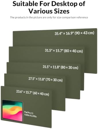 Leather Desk Pad Protector, 31.5" x 15.7", Jungle Green Desk Mat