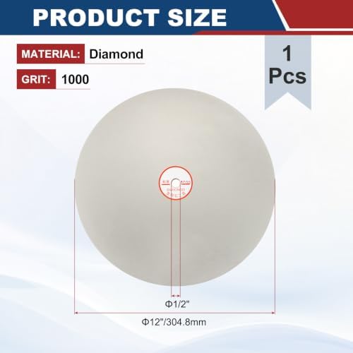 12 Inch x 1/2" Arbor Diamond Flat Lap Disc, 1000 Grit