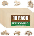 10 Pack Basswood Sheets 1/8x12x24 Inch, Unfinished Wood for Crafts, 3mm Basswood for Laser Cutting & Engraving, Wood Burining,Architectural Models, Wood Board for Painting.
