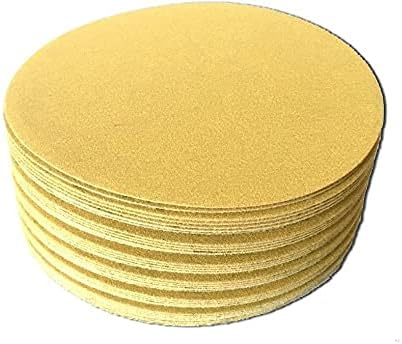 Starcke 5 inch Sanding Discs Hook and Loop Round Sand Paper Discs 25 Pack, 40 Grit Gold Aluminum Oxide No Hole Hook and Loop Sanding Disc, Orbital Sander Pads for Wood, Paint, Primer, Metal