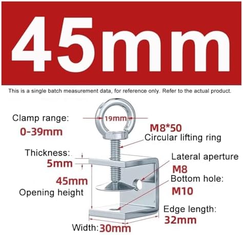 1PCS Galvanized Carbon Steel Tiger Clamp Multiple Shapes Open Height 20-130MM Thickened Material Fixed Fixture Clamping Device(45MM,O Type)